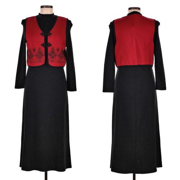 Vintage 1990s Byer California Sweater Dress Knit Vest Dark Academia Size 6 - Picture 1 of 8